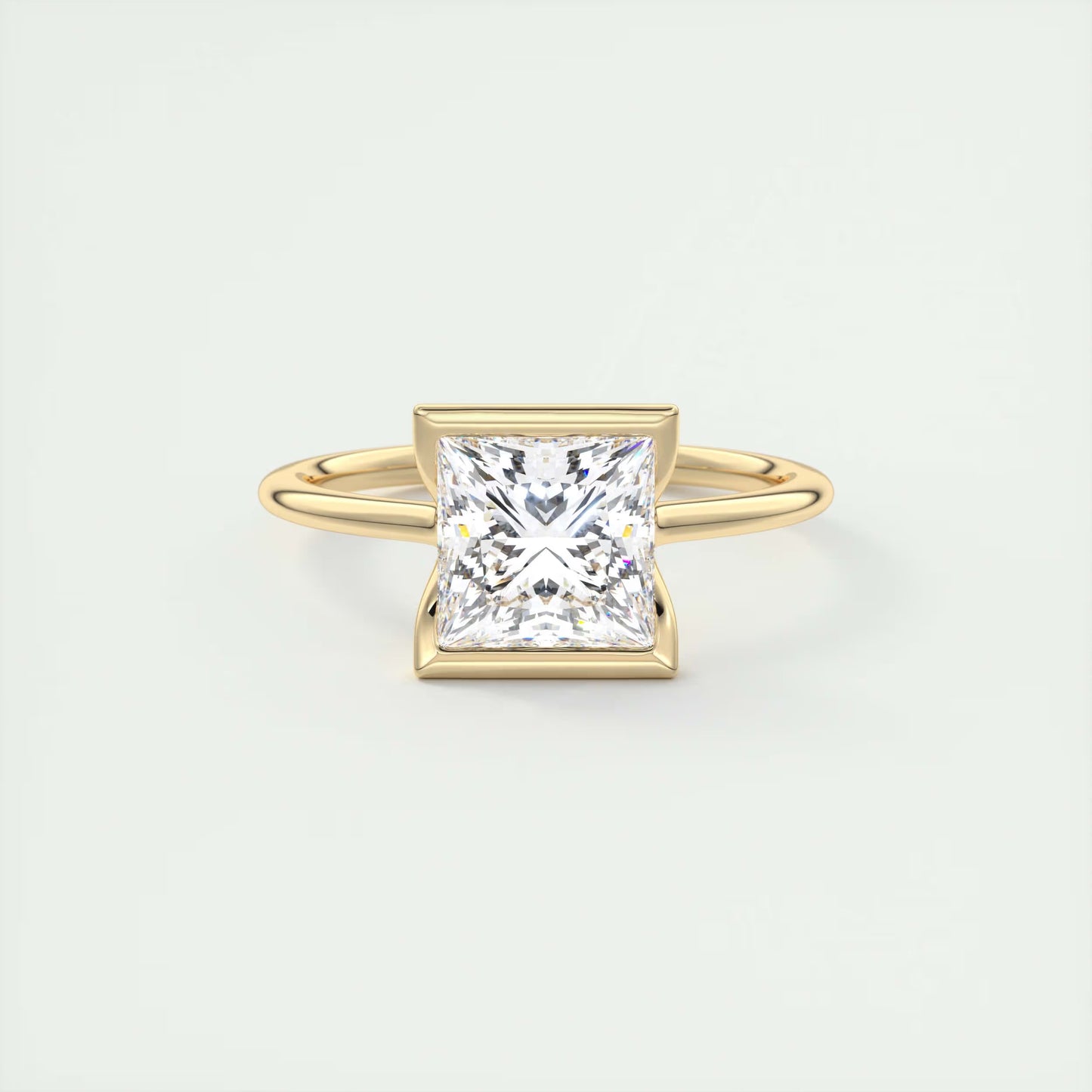 2.00 Ct The Clutch Princess - Flush Stacking Half Bezel Solitaire Engagement Rings