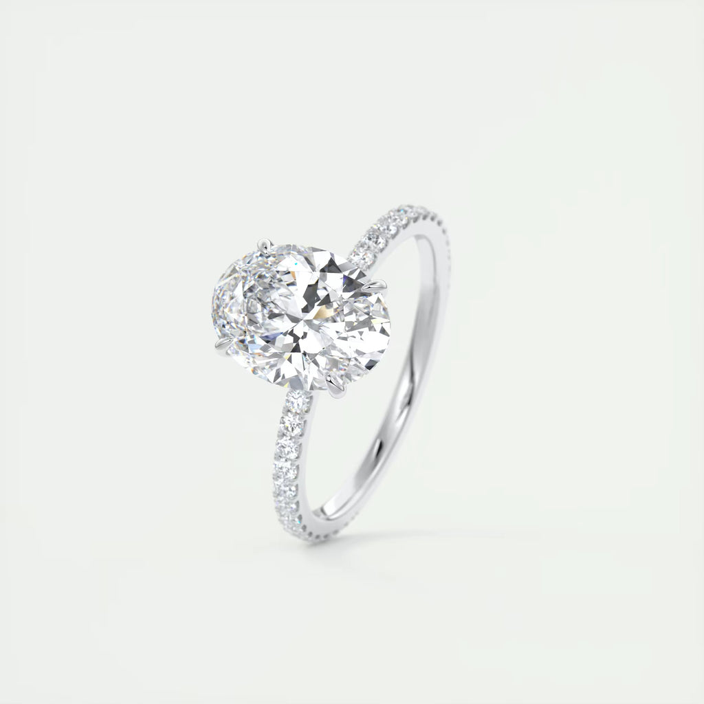 2.25 Ct Harper Pavé Oval  Center with 1.5mm French Set Pavé Ring