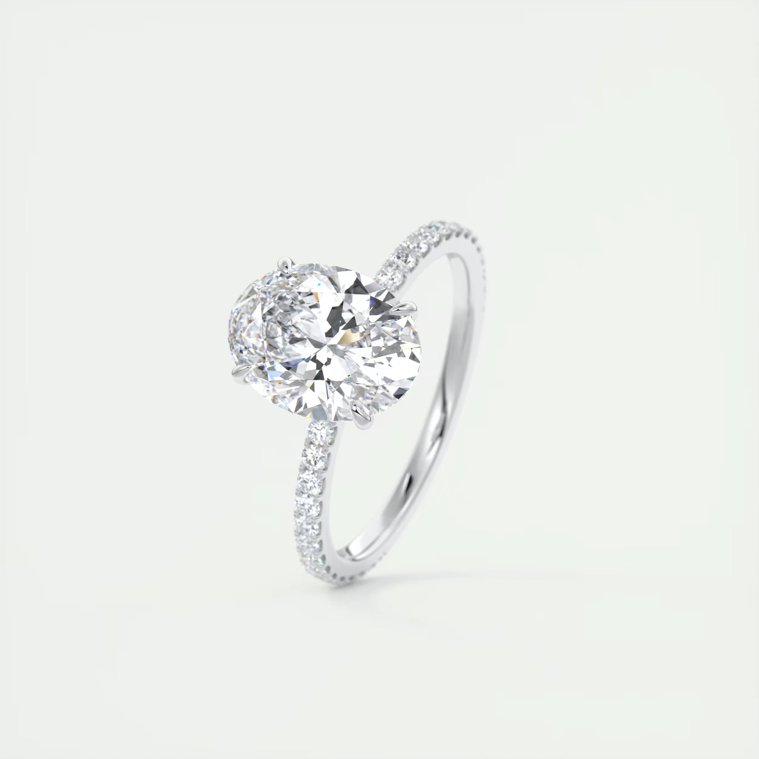 2.25 Ct Harper Pavé Oval  Center with 1.5mm French Set Pavé Ring