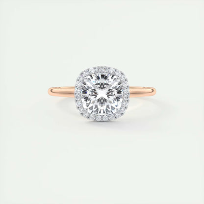 2.10 CtThe Breezy Halo Cushion Center with French Set Halo Ring