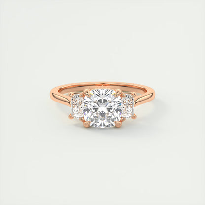 3.00 Ct The Nouveau Cushion &Trapezoid Three Stone Engagement Rings