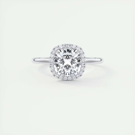 2.10 CtThe Breezy Halo Cushion Center with French Set Halo Ring