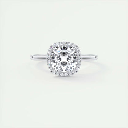 2.10 CtThe Breezy Halo Cushion Center with French Set Halo Ring