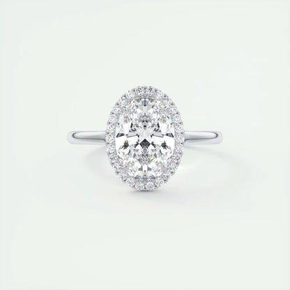 2.10 Ct The Breezy Halo Oval Center with French Set Halo Ring