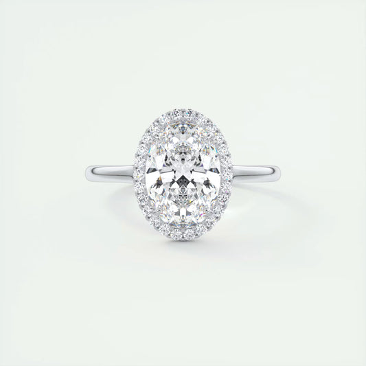 2.10 Ct The Breezy Halo Oval Center with French Set Halo Ring