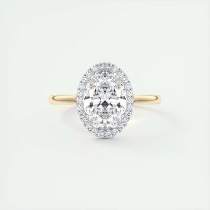 2.10 Ct The Breezy Halo Oval Center with French Set Halo Ring