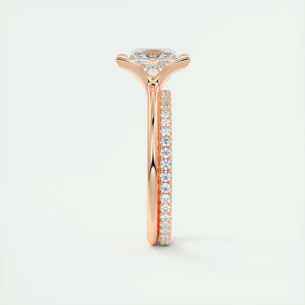 2.00 Ct The Center Stone Princess - Flush Stacking Half Bezel Solitaire Engagement Rings