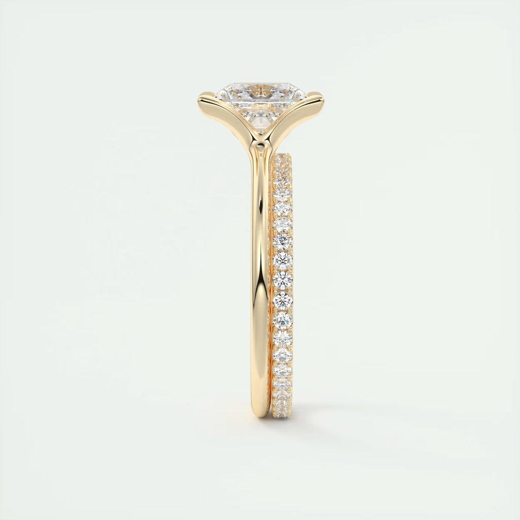 2.00 Ct The Center Stone Princess - Flush Stacking Half Bezel Solitaire Engagement Rings