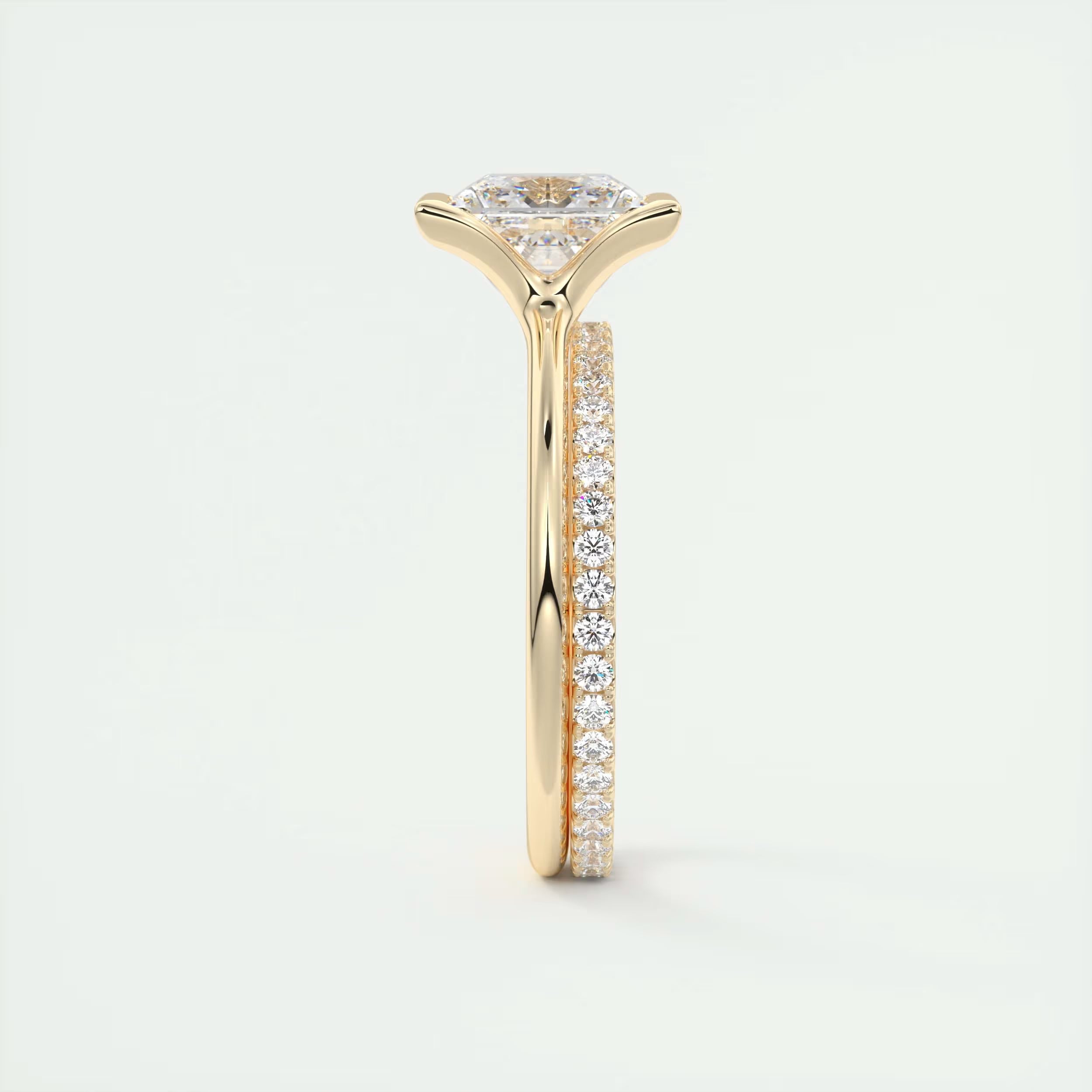 2.00 Ct The Center Stone Princess - Flush Stacking Half Bezel Solitaire Engagement Rings