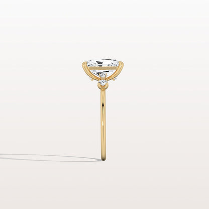 3.50 Ct In Radiant Bardot Scallop Engagement Ring