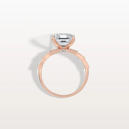 4.00 Ct In Asscher Bardot Scallop Engagement Ring