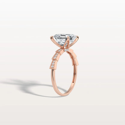 4.00 Ct In Asscher Bardot Scallop Engagement Ring