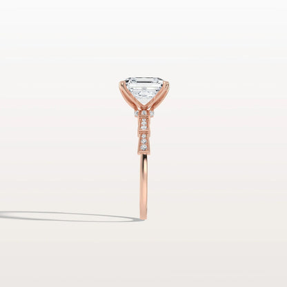 4.00 Ct In Asscher Bardot Scallop Engagement Ring