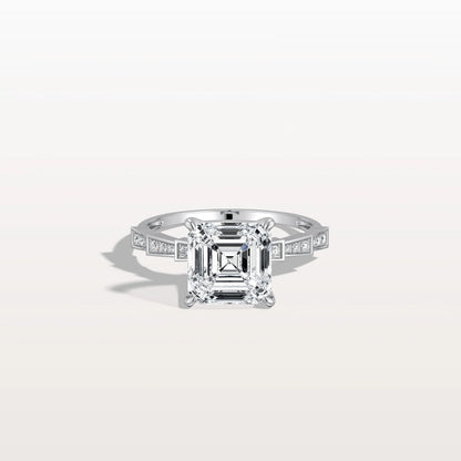 4.00 Ct In Asscher Bardot Scallop Engagement Ring