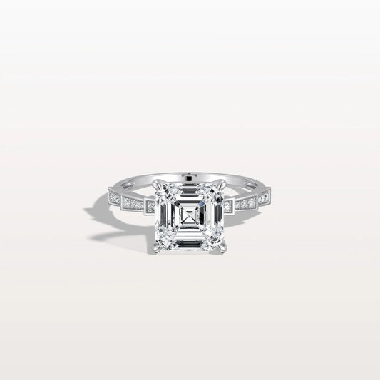 4.00 Ct In Asscher Bardot Scallop Engagement Ring