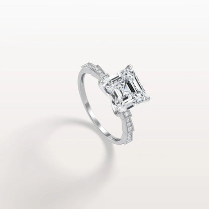 4.00 Ct In Asscher Bardot Scallop Engagement Ring
