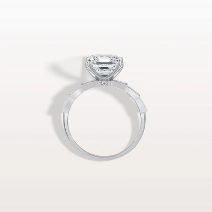 4.00 Ct In Asscher Bardot Scallop Engagement Ring