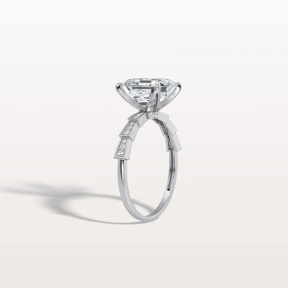 4.00 Ct In Asscher Bardot Scallop Engagement Ring