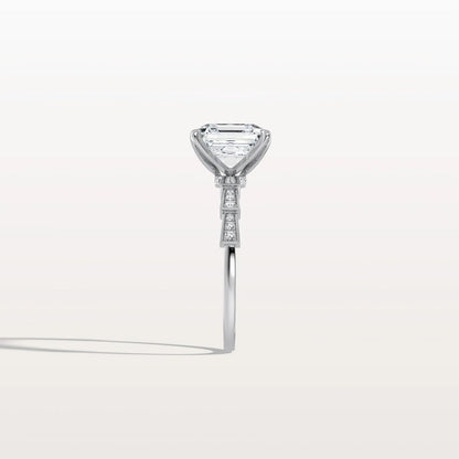 4.00 Ct In Asscher Bardot Scallop Engagement Ring