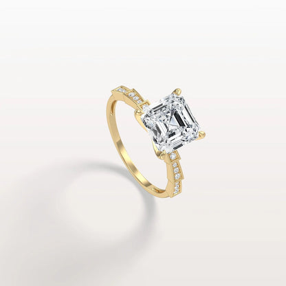 4.00 Ct In Asscher Bardot Scallop Engagement Ring