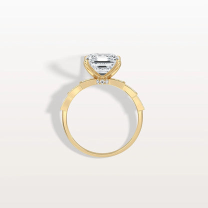 4.00 Ct In Asscher Bardot Scallop Engagement Ring
