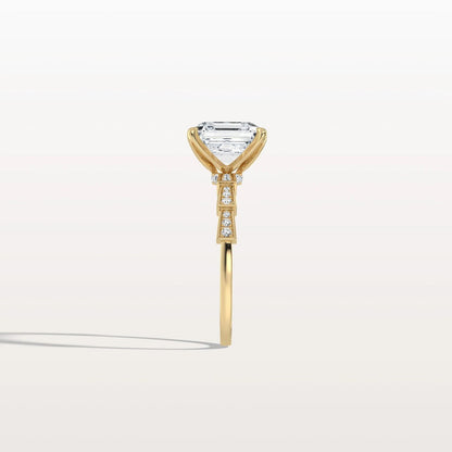 4.00 Ct In Asscher Bardot Scallop Engagement Ring