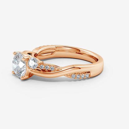 1.05 Ct In Round Bardot Scallop Engagement Ring