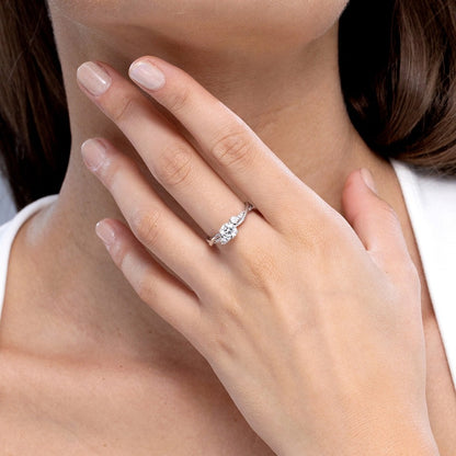 1.05 Ct In Round Bardot Scallop Engagement Ring