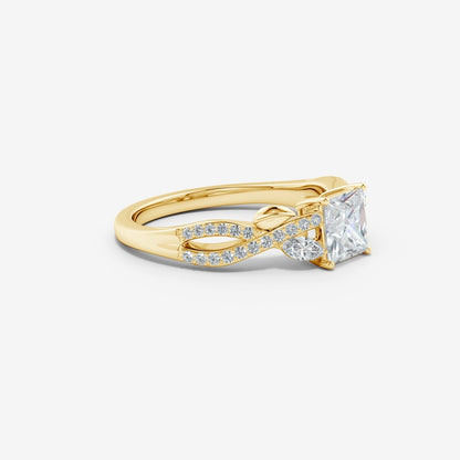2.10 Ct In Princess Bardot Scallop Engagement Ring