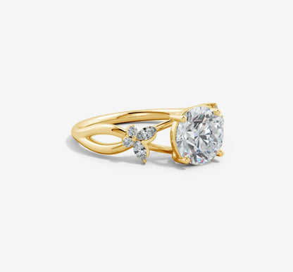 2.15 Ct In Round Bardot Scallop Engagement Ring