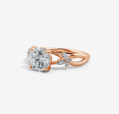 2.15 Ct In Round Bardot Scallop Engagement Ring