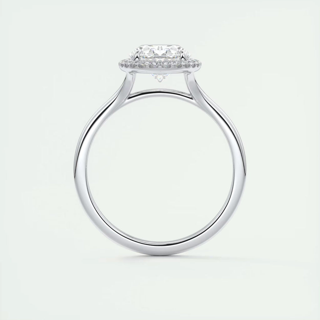 2.10 Ct The Breezy Halo Oval Center with French Set Halo Ring