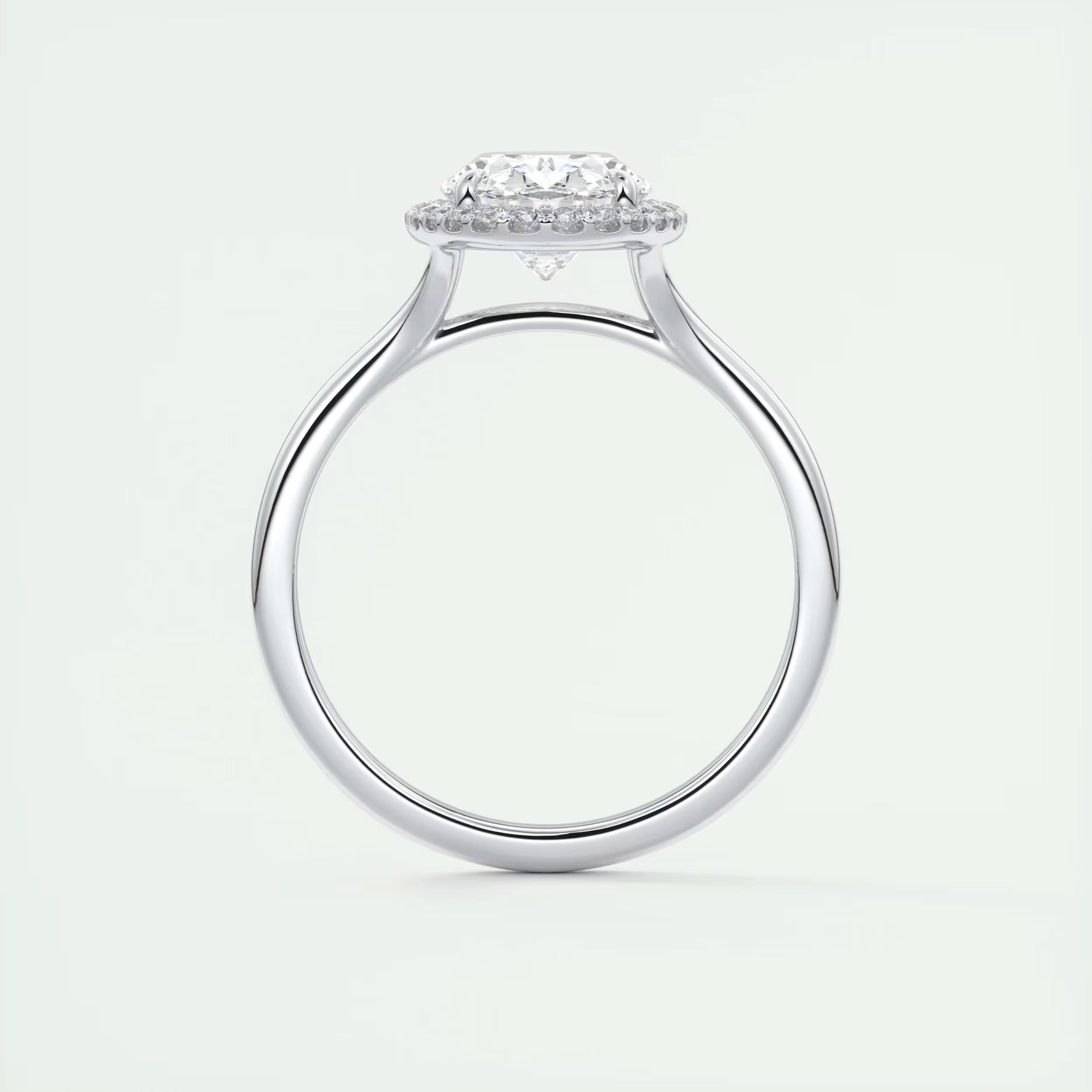2.10 Ct The Breezy Halo Oval Center with French Set Halo Ring