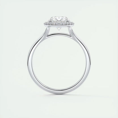 2.10 Ct The Breezy Halo Oval Center with French Set Halo Ring