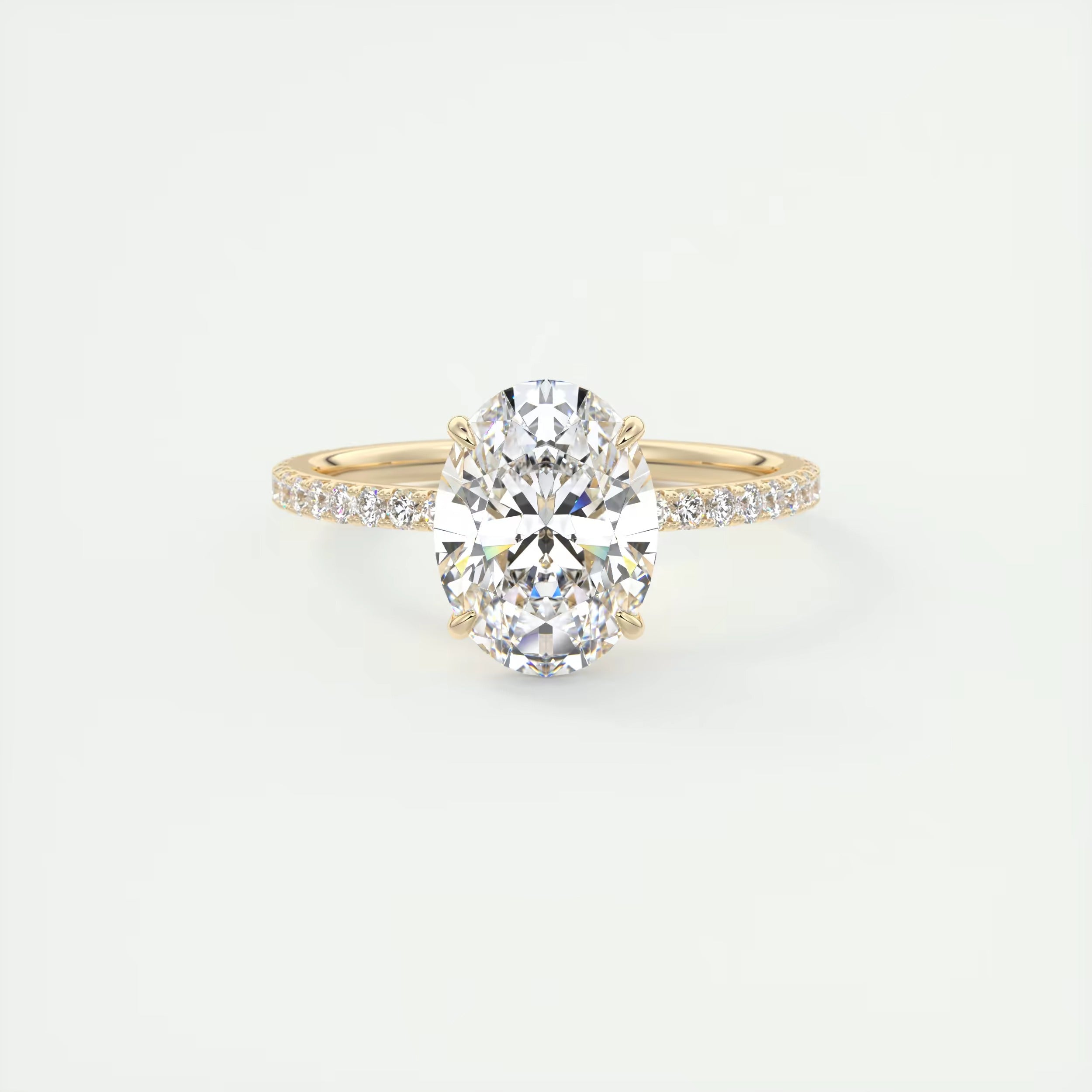 2.25 Ct Harper Pavé Oval  Center with 1.5mm French Set Pavé Ring