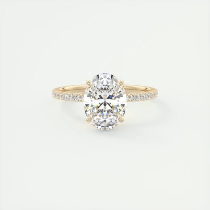 2.25 Ct Harper Pavé Oval  Center with 1.5mm French Set Pavé Ring