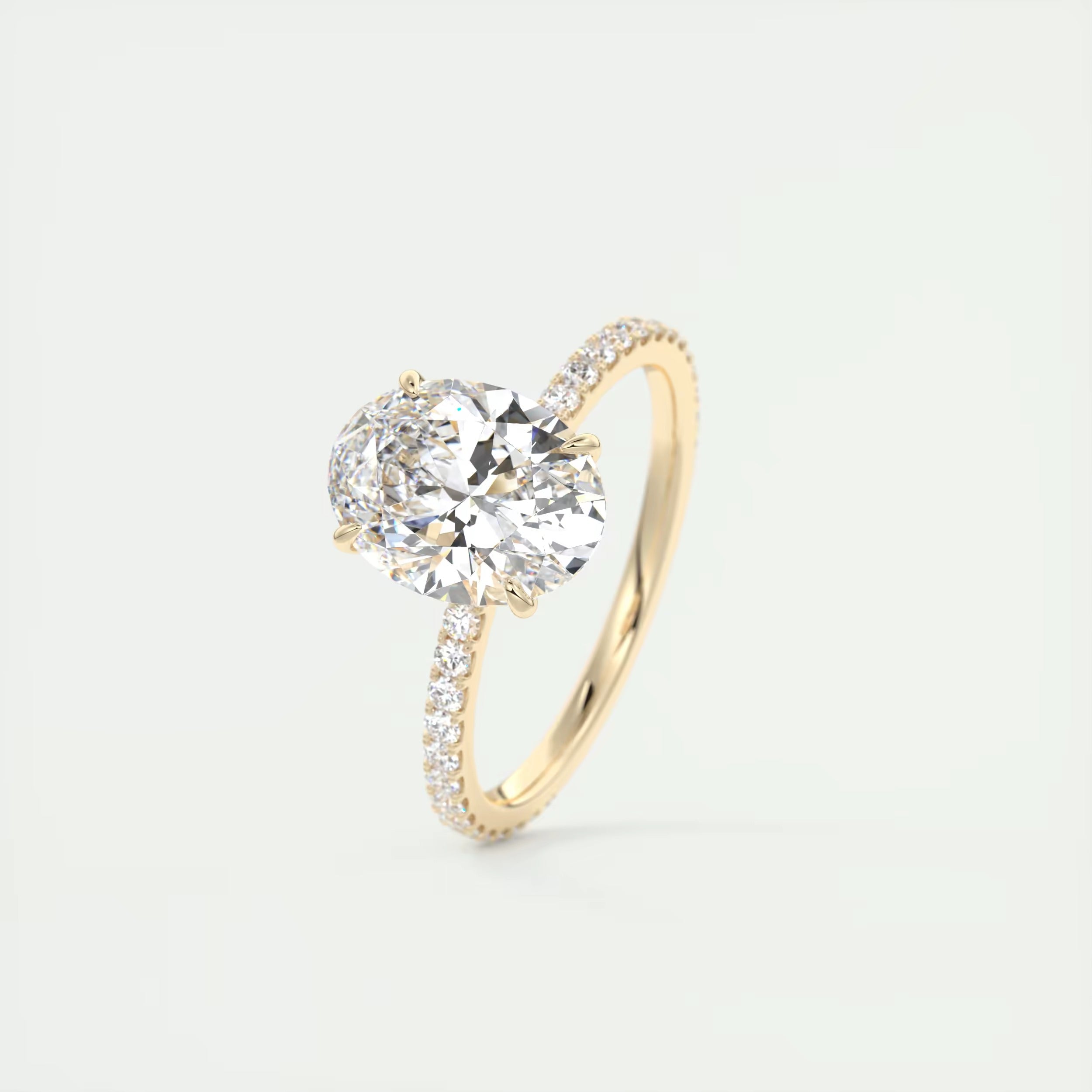 2.25 Ct Harper Pavé Oval  Center with 1.5mm French Set Pavé Ring