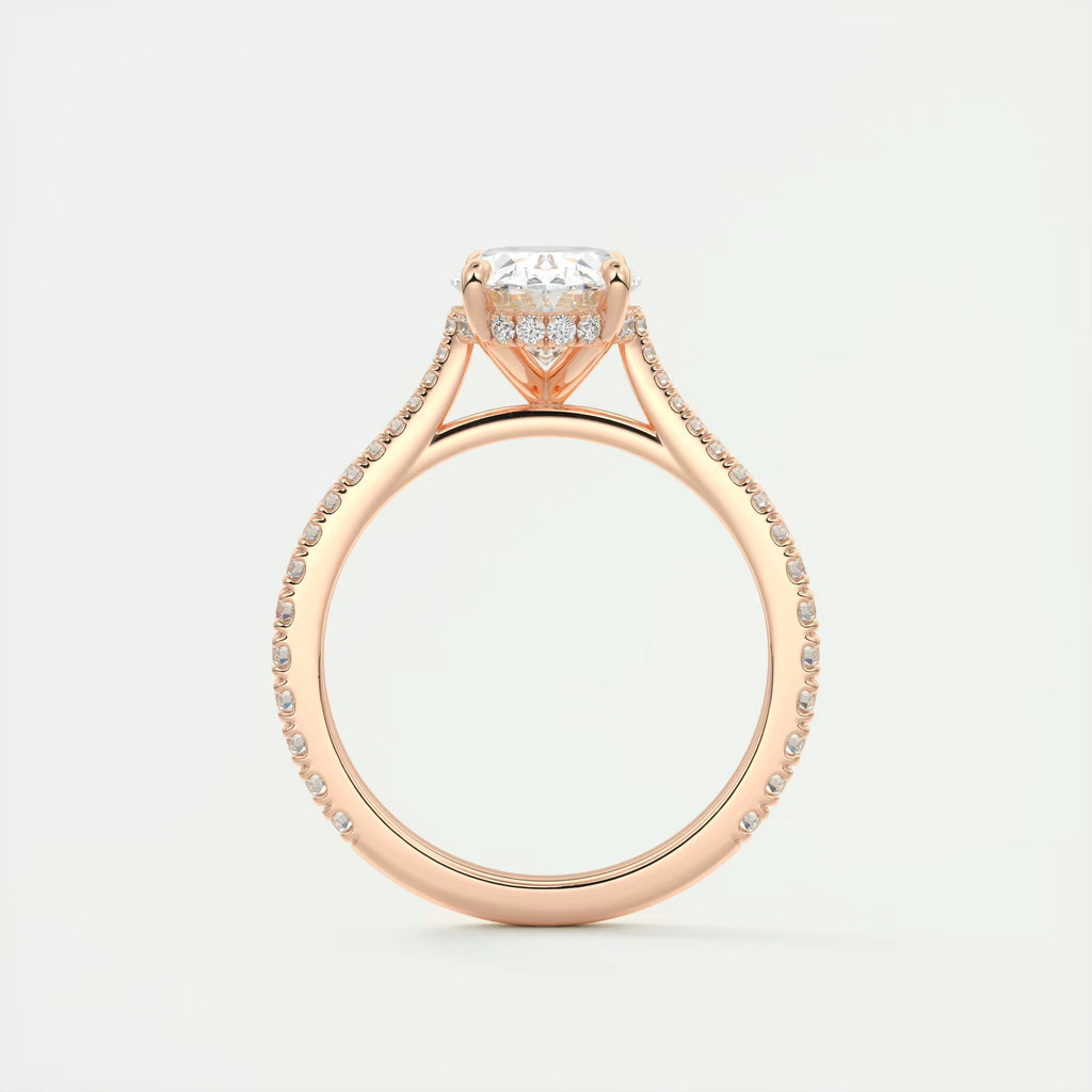 2.50 Ct The Cathedral Deluxe Oval Hidden Halo Engagement Ring