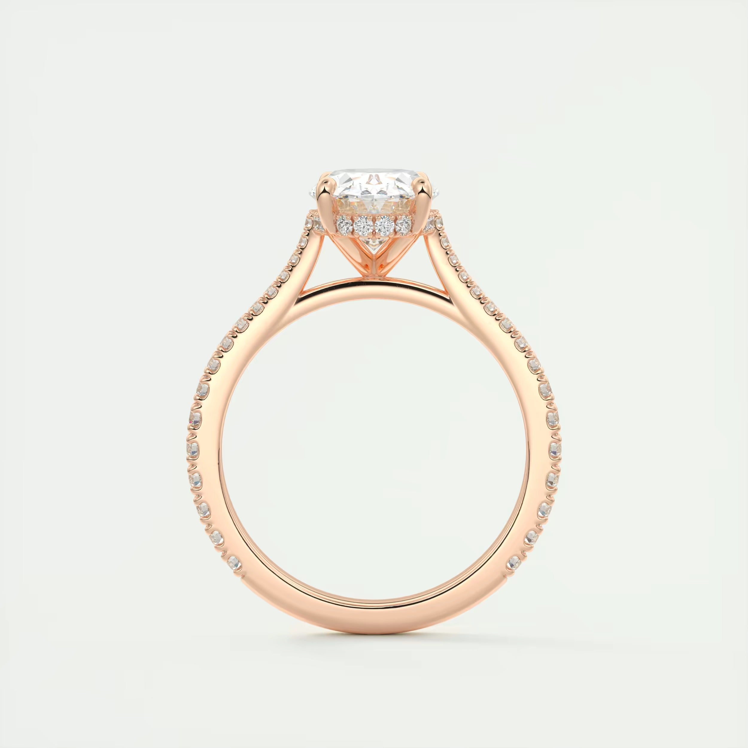 2.50 Ct The Cathedral Deluxe Oval Hidden Halo Engagement Ring