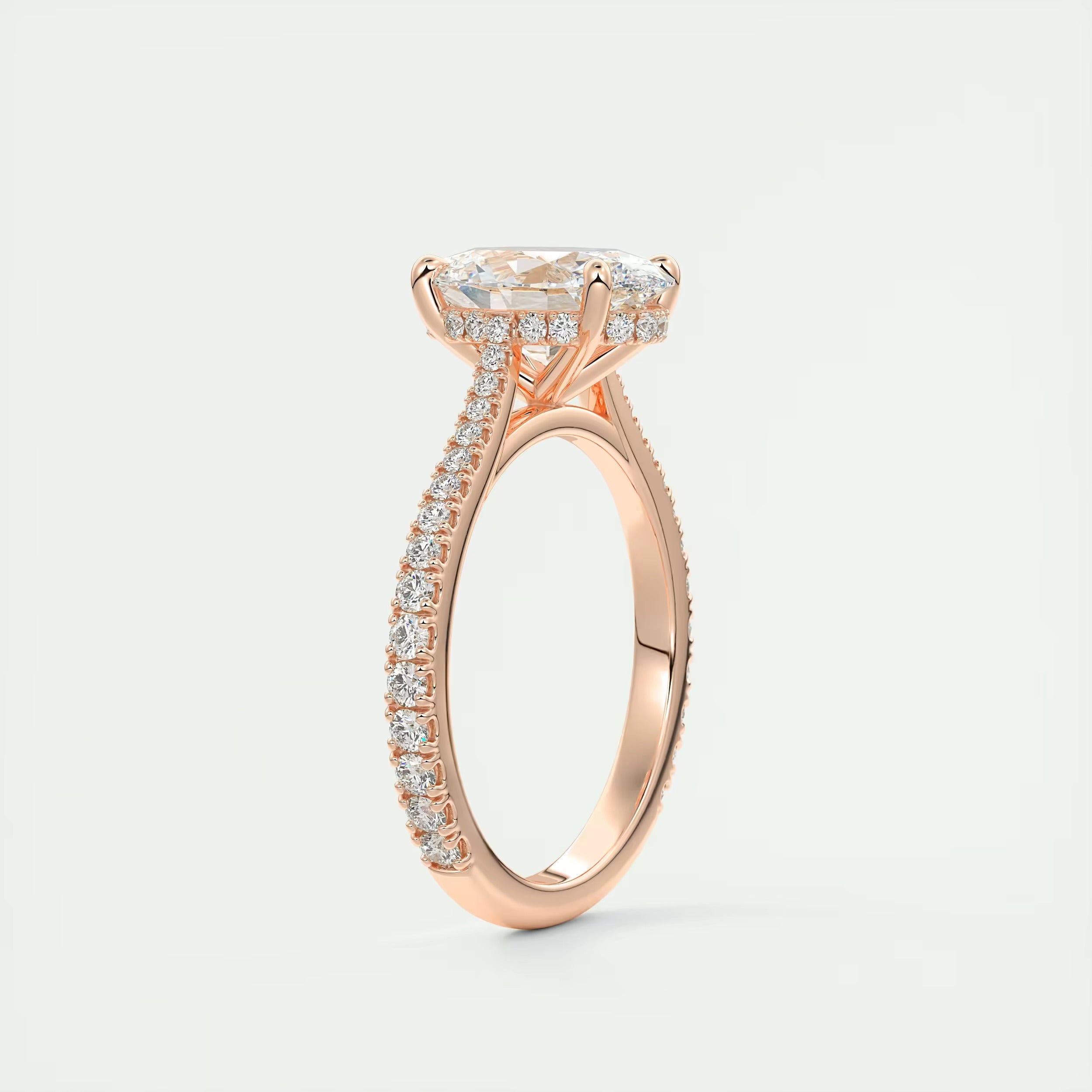 2.50 Ct The Cathedral Deluxe Oval Hidden Halo Engagement Ring