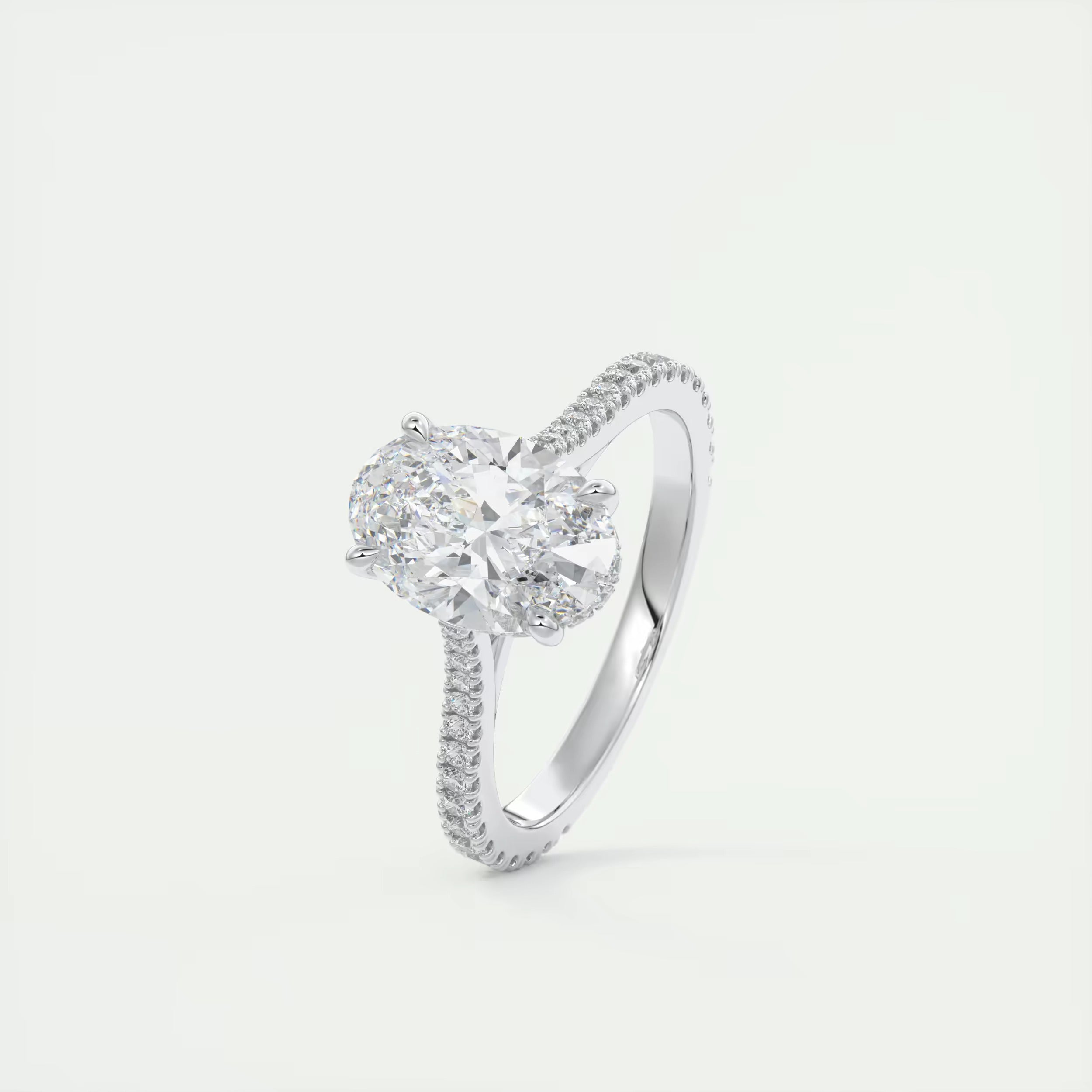 2.50 Ct The Cathedral Deluxe Oval Hidden Halo Engagement Ring