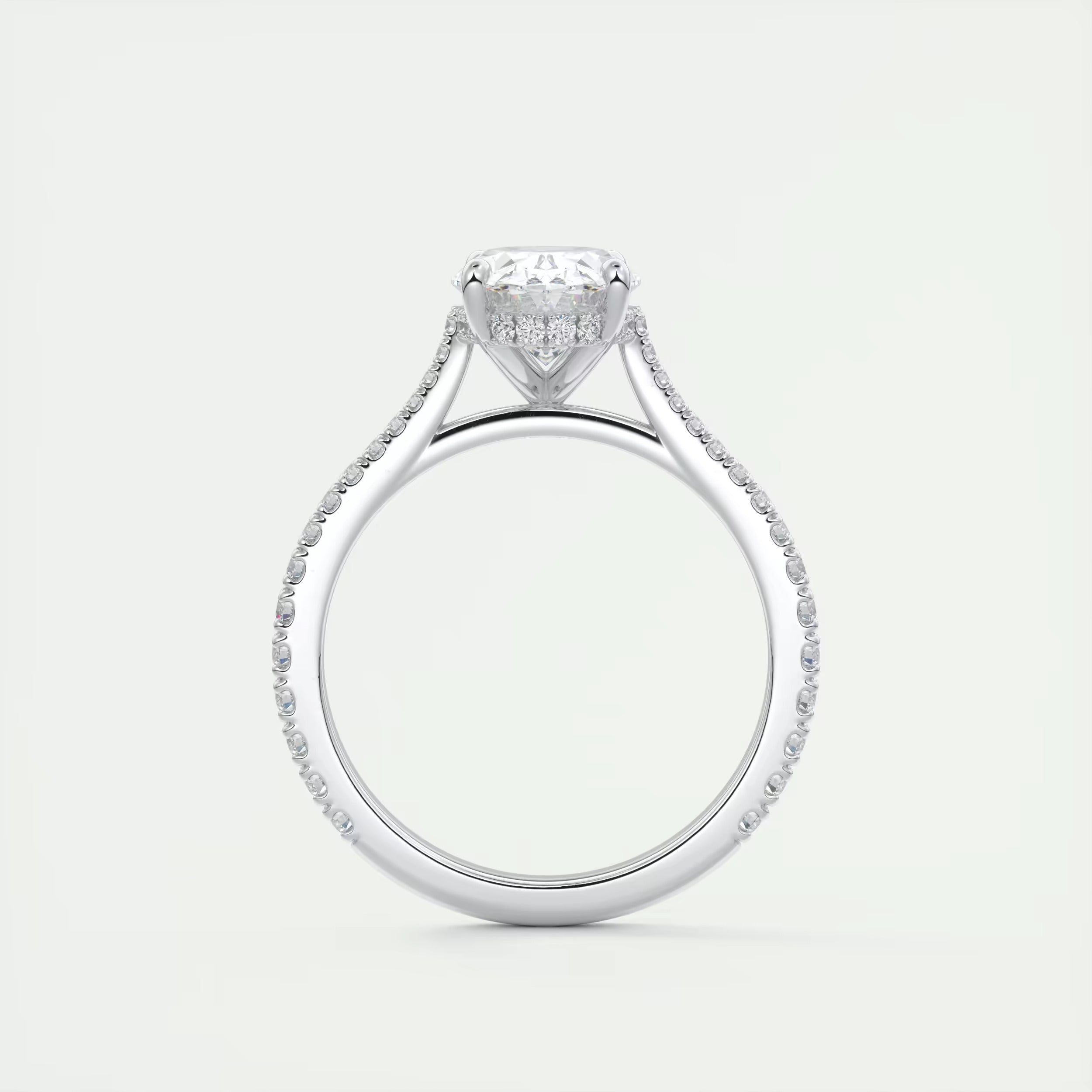 2.50 Ct The Cathedral Deluxe Oval Hidden Halo Engagement Ring