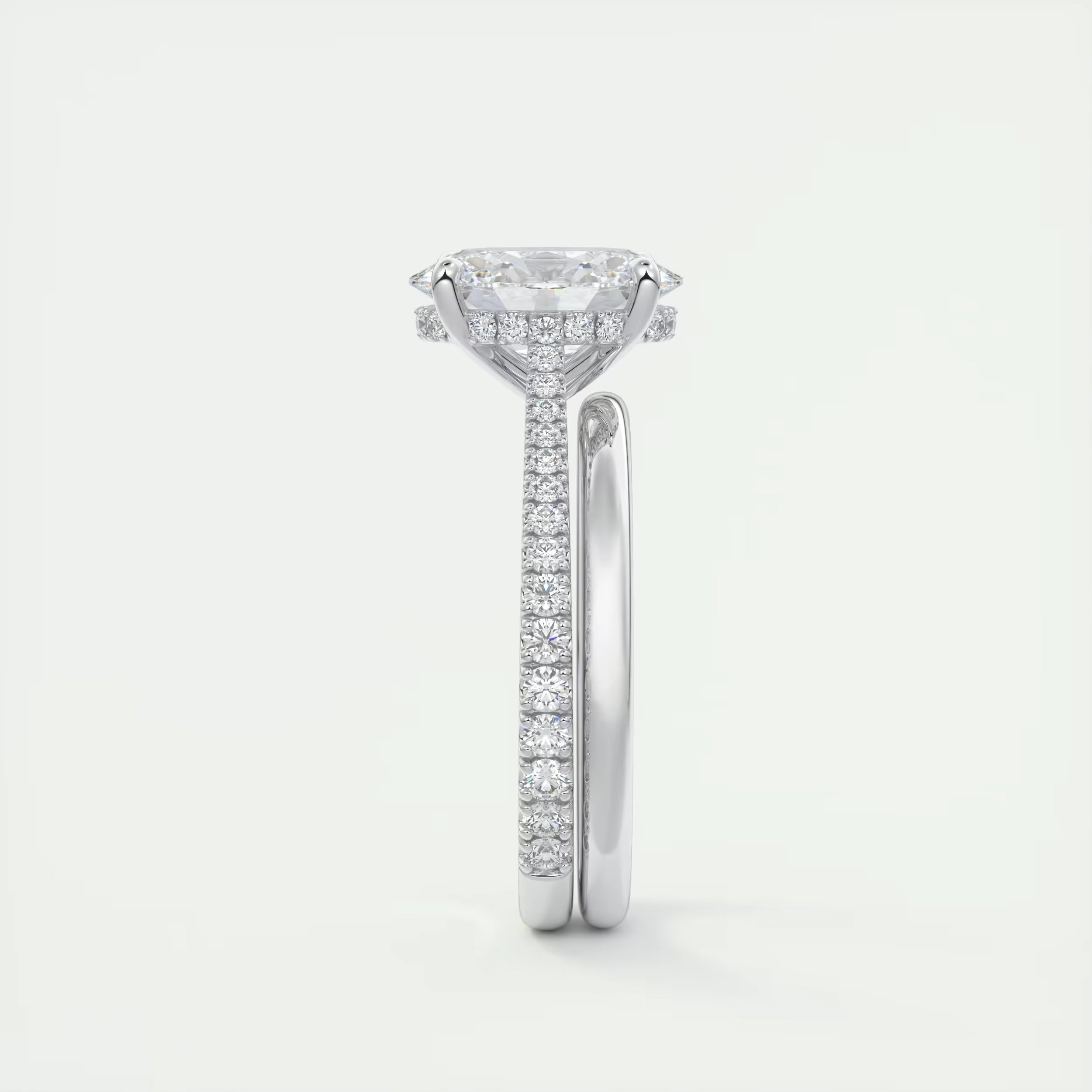2.50 Ct The Cathedral Deluxe Oval Hidden Halo Engagement Ring