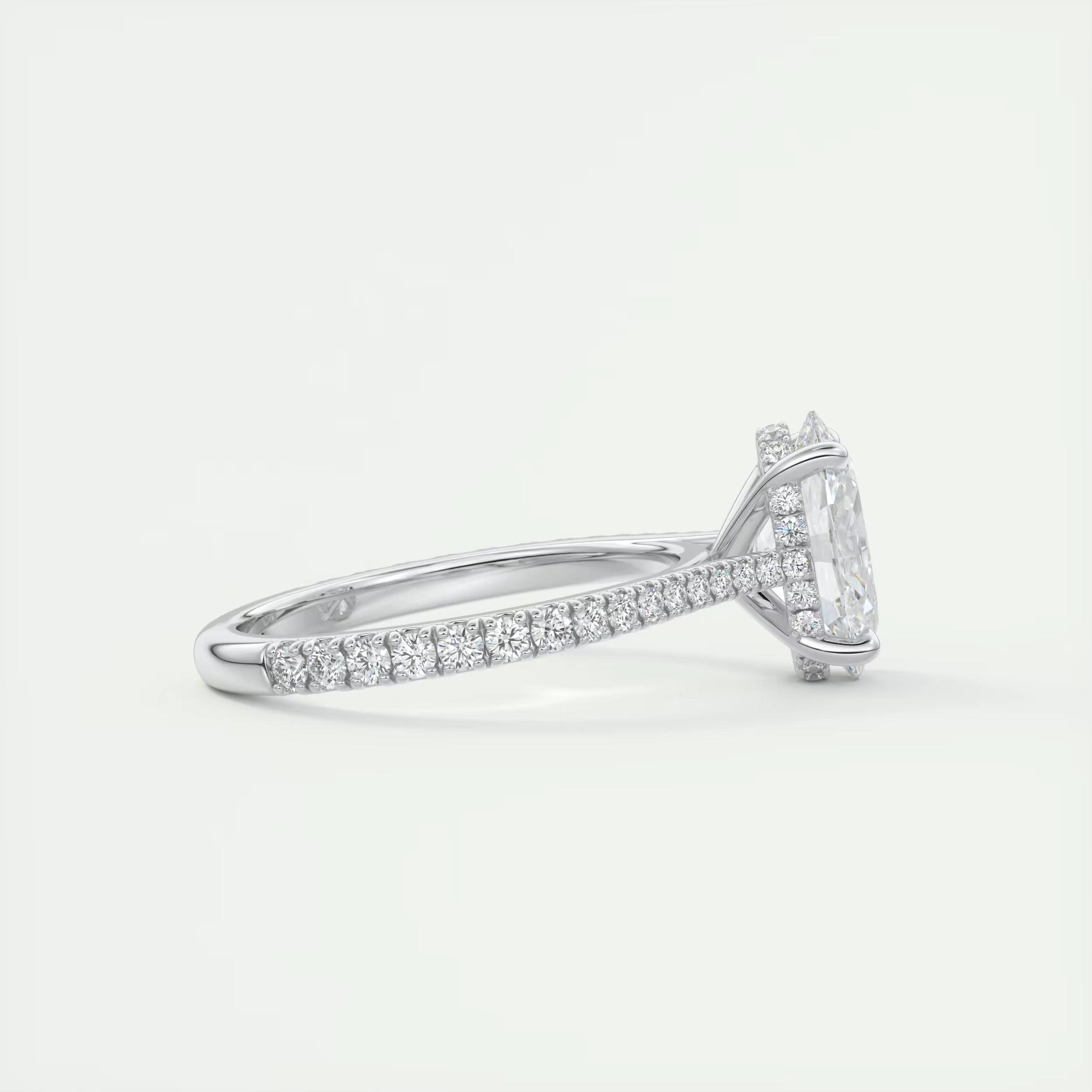 2.50 Ct The Cathedral Deluxe Oval Hidden Halo Engagement Ring