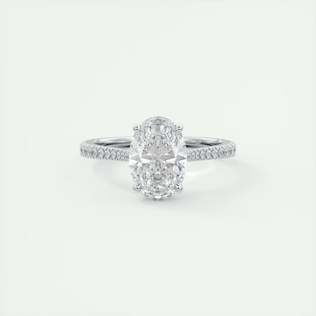 2.50 Ct The Cathedral Deluxe Oval Hidden Halo Engagement Ring