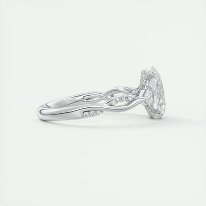 2.75 Ct The Full Bloom Oval - Twisted Pave Oval Solitaire Three Stone Engagement Rings