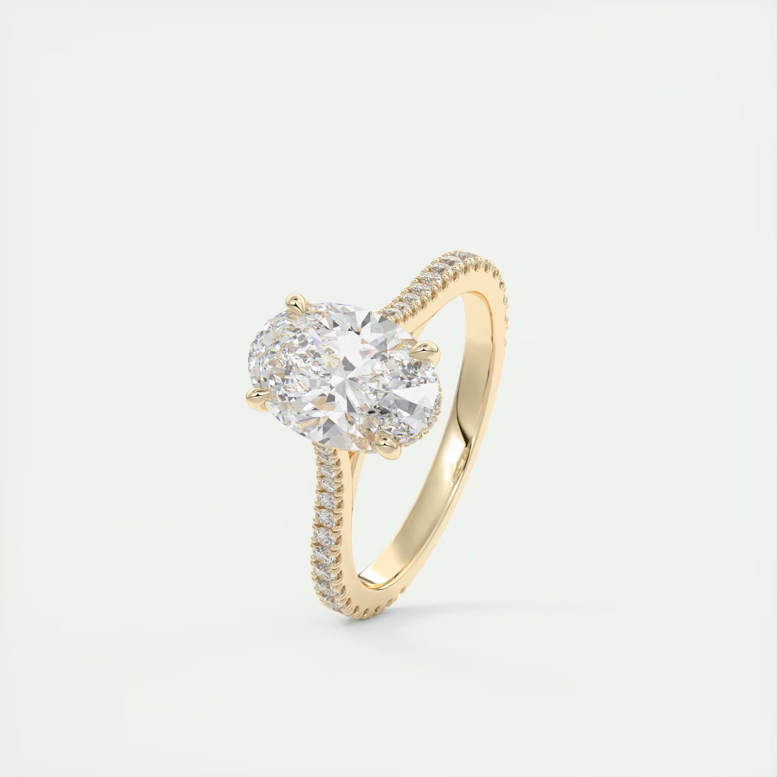 2.50 Ct The Cathedral Deluxe Oval Hidden Halo Engagement Ring