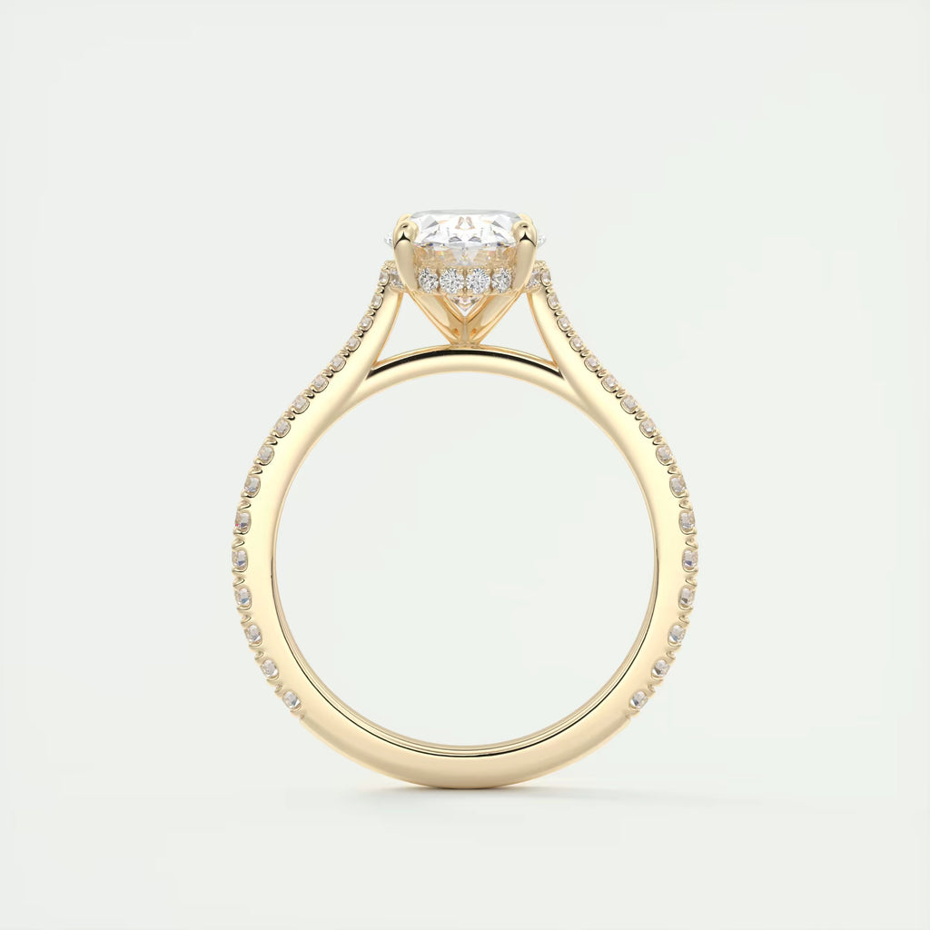 2.50 Ct The Cathedral Deluxe Oval Hidden Halo Engagement Ring