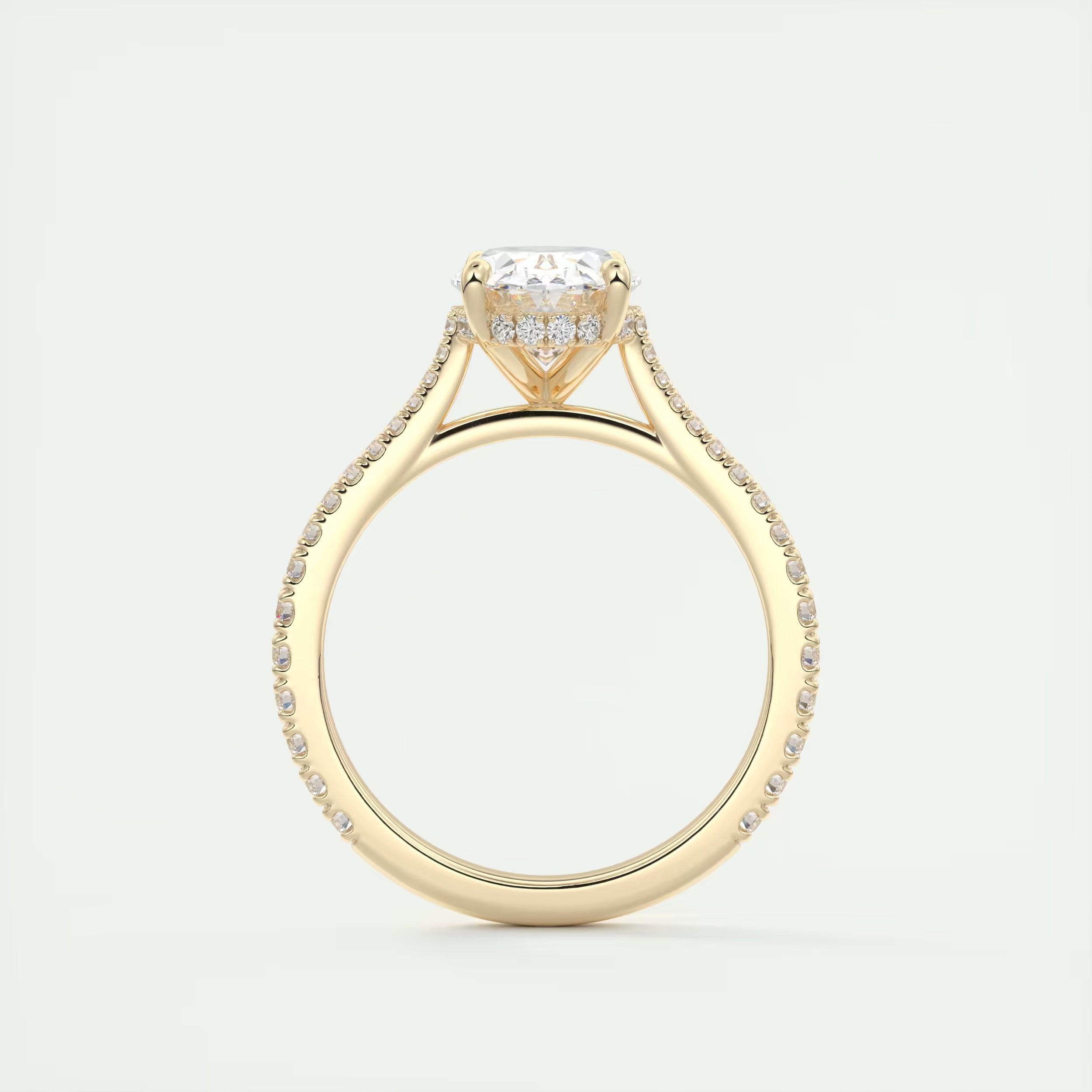 2.50 Ct The Cathedral Deluxe Oval Hidden Halo Engagement Ring