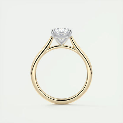 2.00 Ct The Cathedral Two Tone Oval Gold Cathedral Solitaire with Prongs Engagement Ring